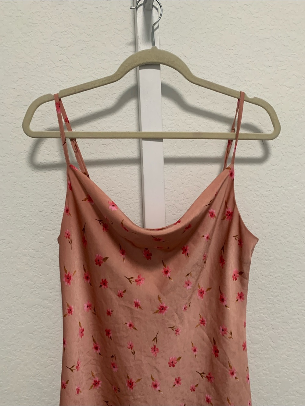 Edit by Nine Y2K Style Pink Floral Cowl Neck Satin Slip Dress - Picture 2 of 8